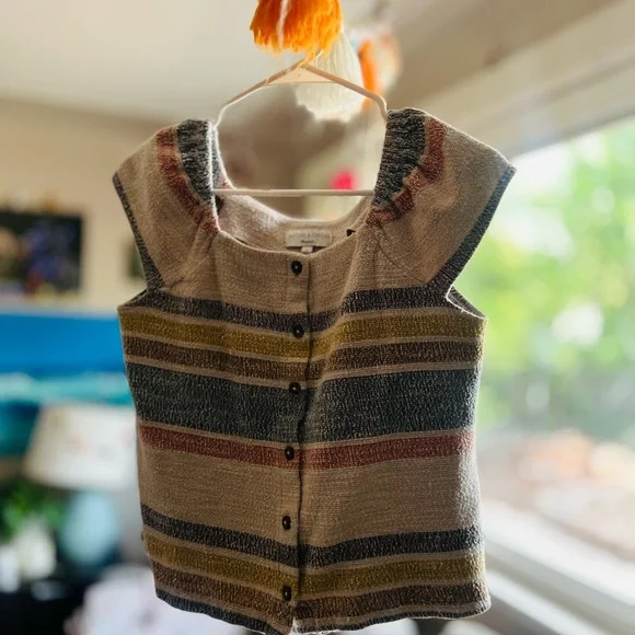 Madewell Button-Front Striped Top - Picture 1 of 6